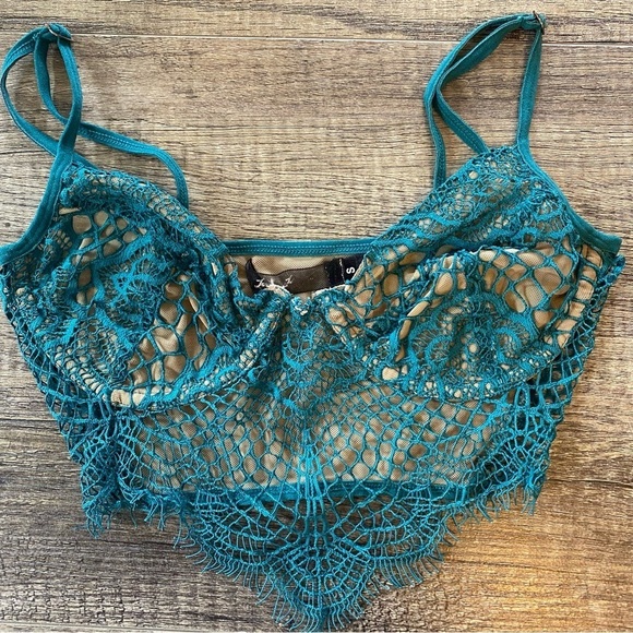 For Love & Lemons Bat Your Lashes Underwire Bra - Jade Size Small - Picture 16 of 16